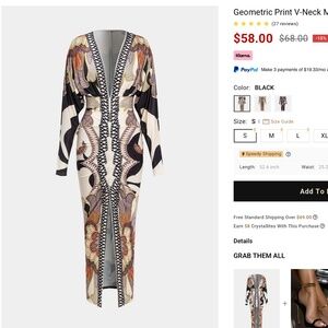 Geometric Print V-Neck Maxi Dress